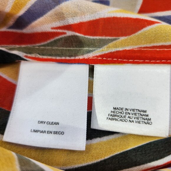 Anne Klein Multicolor Geometric Sheer Longsleeve Blouse Women's Size 2 - Picture 11 of 13